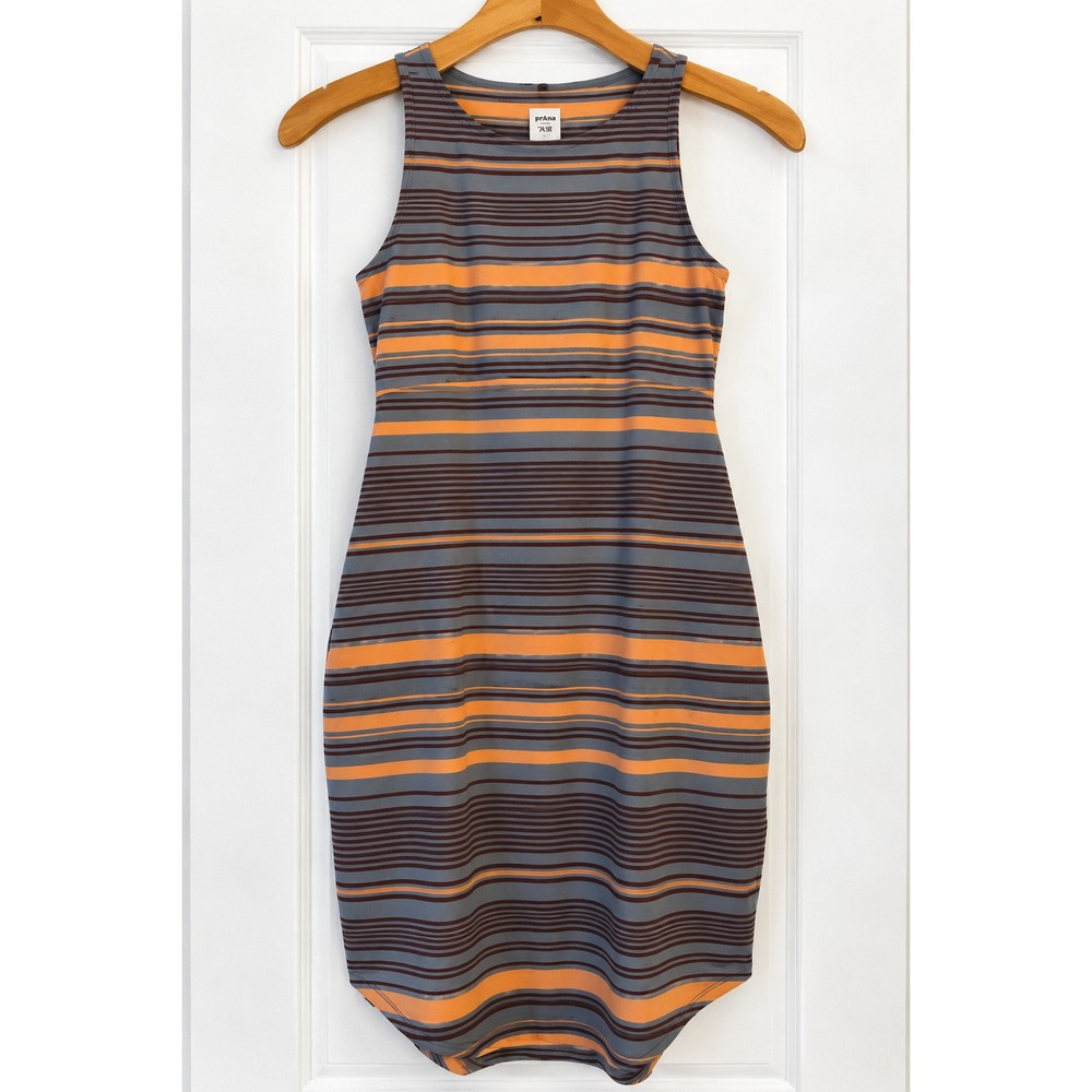 PRANA Women's Size XS Dress Striped Wicking Lifestyle Pockets Travel Athleisure
